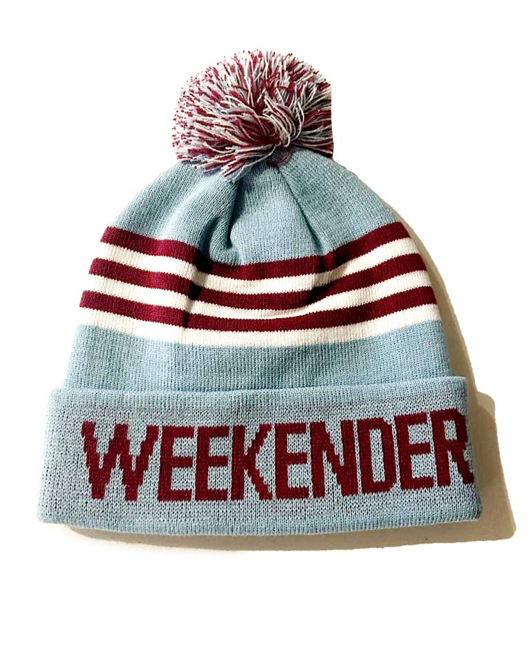 SHIIINE ON WEEKENDER 2024 - BOBBLE HAT - Claret / Blue