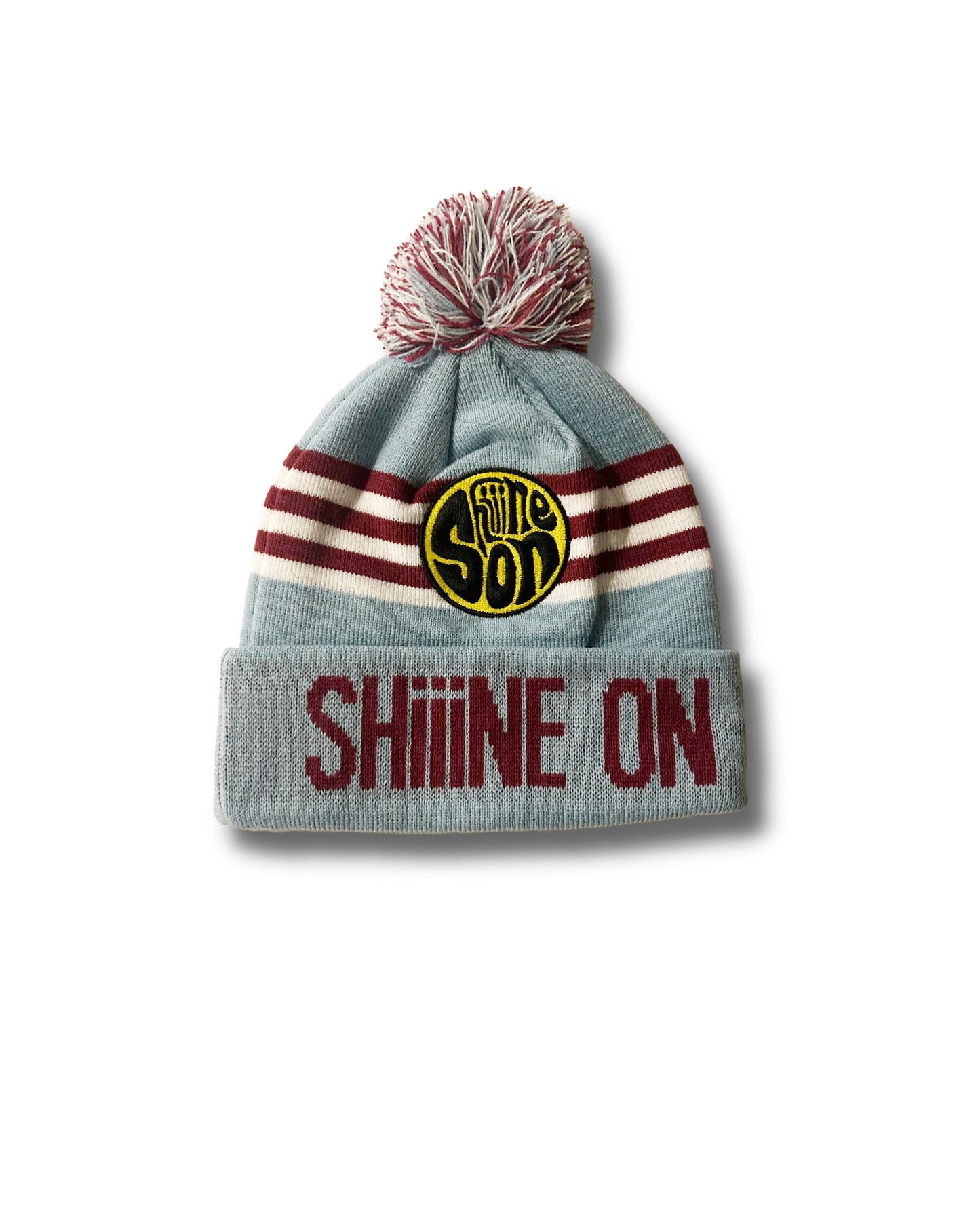 SHIIINE ON WEEKENDER 2024 - BOBBLE HAT - Claret / Blue